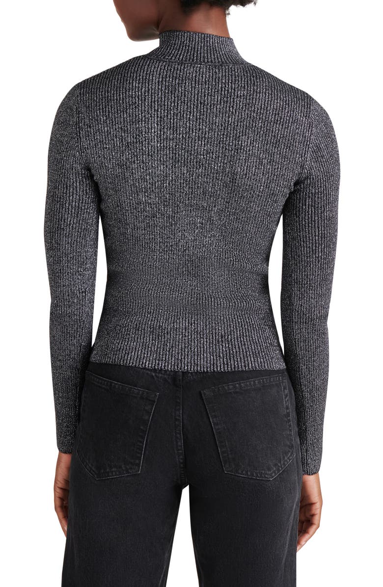 Steve Madden Metallic Rib Mock Neck Sweater, Alternate, color, 