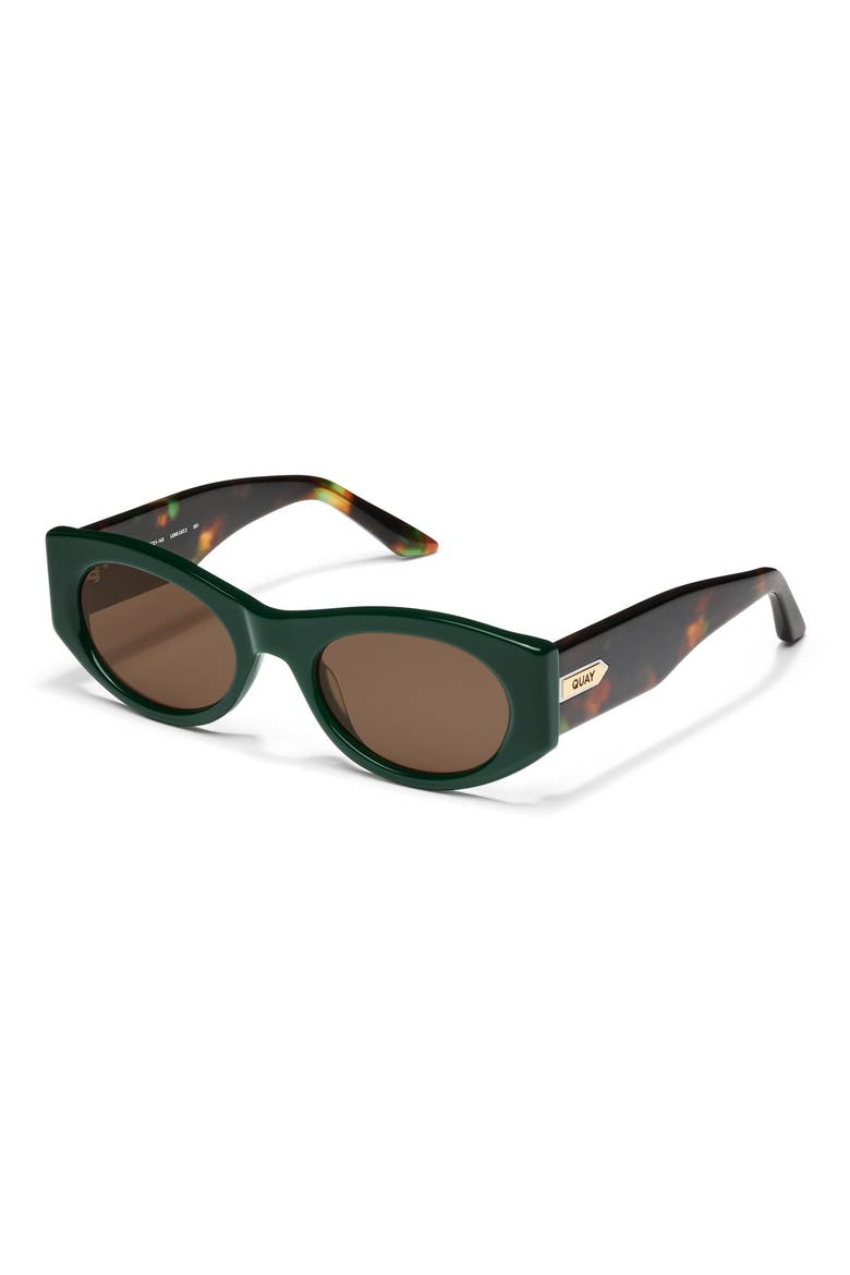 So What 53mm Round Sunglasses, Alternate, color, DEEP GREEN/ BROWN