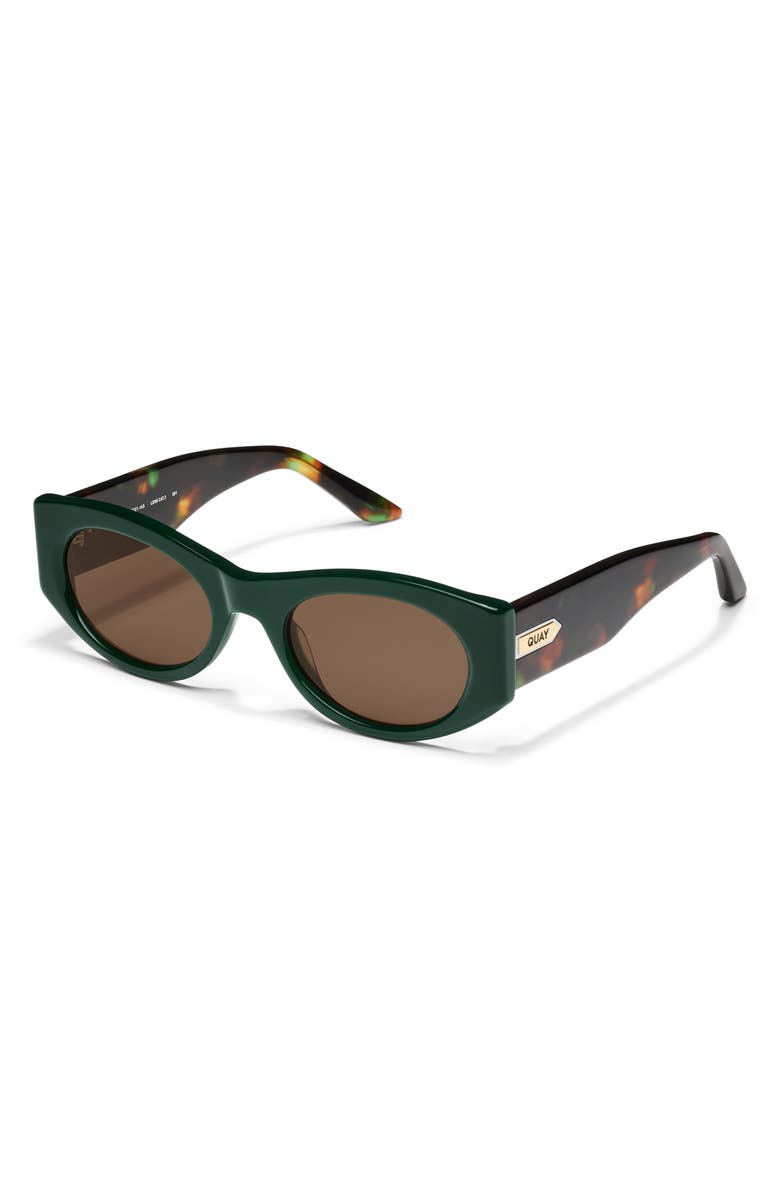 QUAY So What 53mm Round Sunglasses, Alternate, color, Deep Green/ Brown
