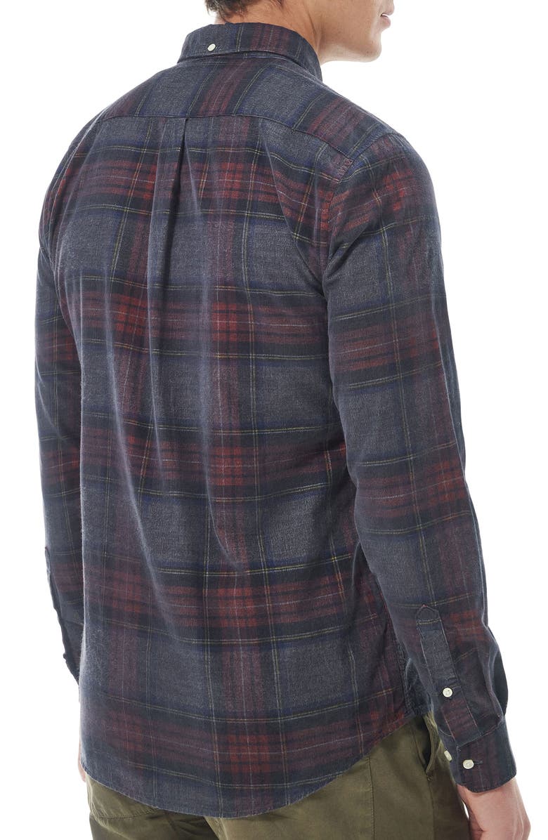 Barbour Southfield Plaid Tailored Button-Down Shirt, Alternate, color, Grey Marl