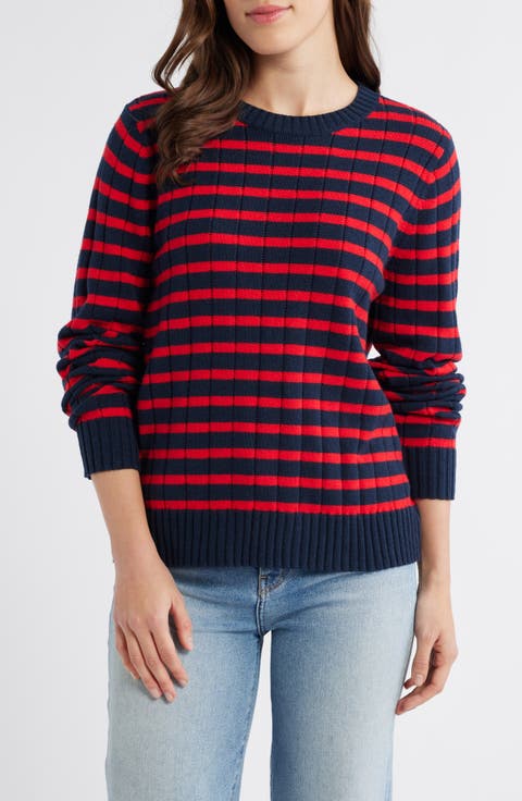 Stripe Crewneck Rib Sweater