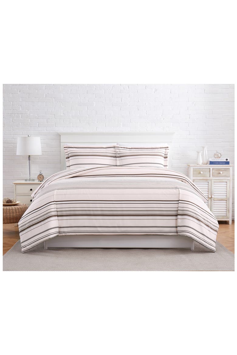 Full/Queen Luxury Collection Premium Oversized Duvet Cover Set - Blue, Alternate, color, COASTAL STRIPES TAUPE
