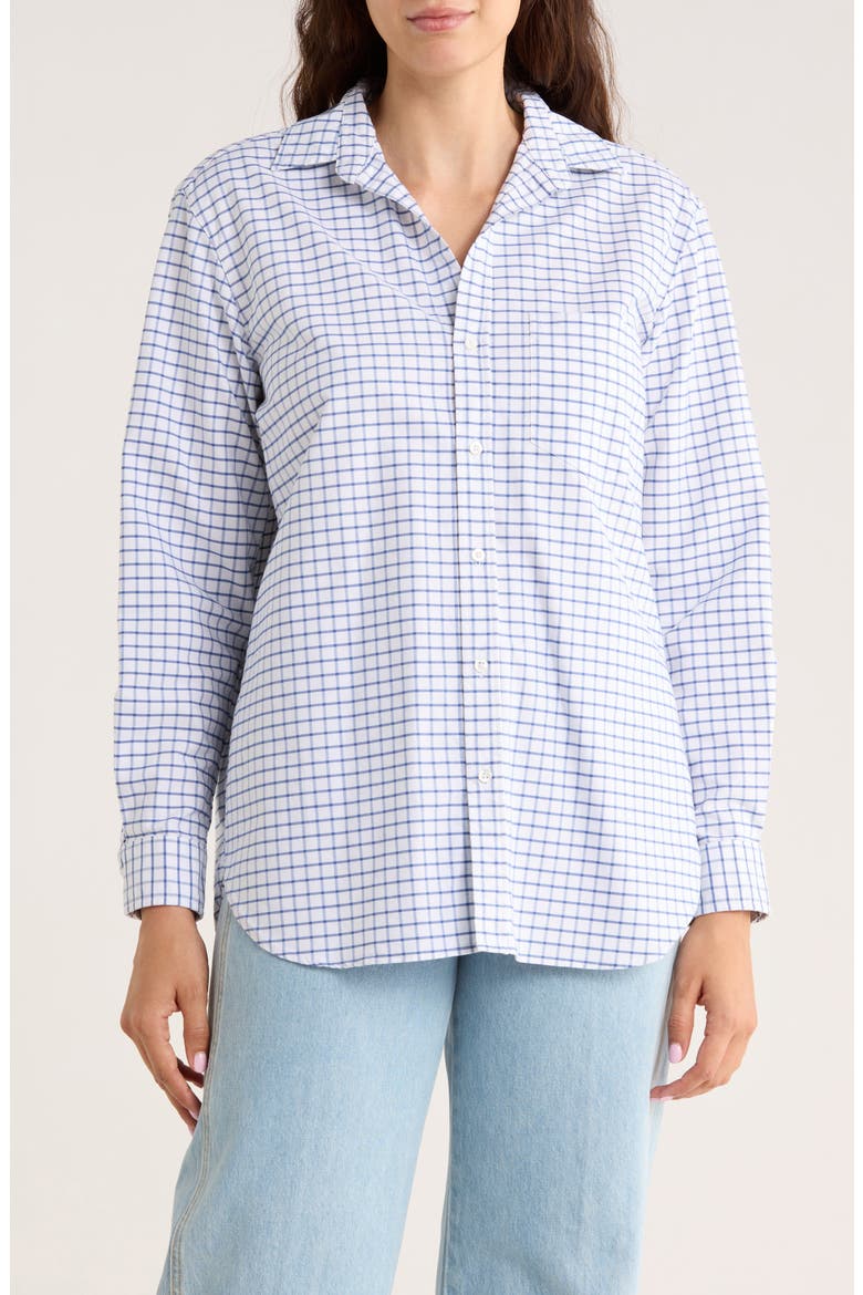 Joedy Boyfriend Cotton Button-Up Shirt, Main, color, BLUE WHITE CHECK