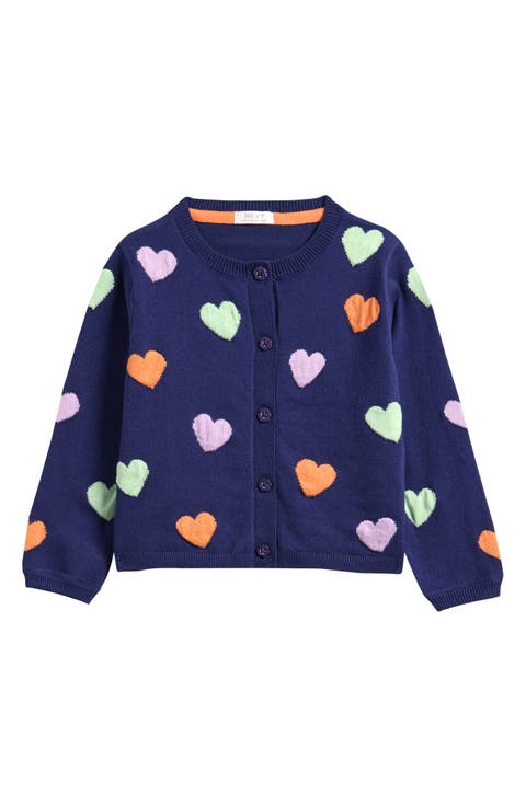 Kids' Rainbow Heart Cotton Blend Cardigan (Baby, Toddler & Little Kid)