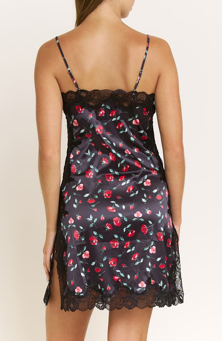 Honeydew Garden of Eden Lace Trim Satin Chemise, Alternate, color, Dark Roses