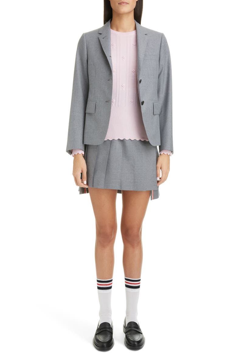 Thom Browne Shrunken Wool Blend Blazer, Alternate, color, 