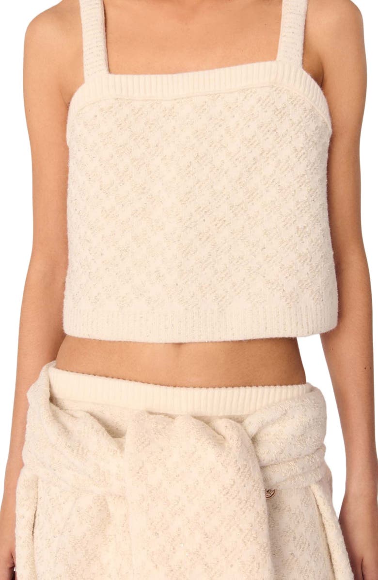 maje Tweed-effect knit crop top, Alternate, color, 