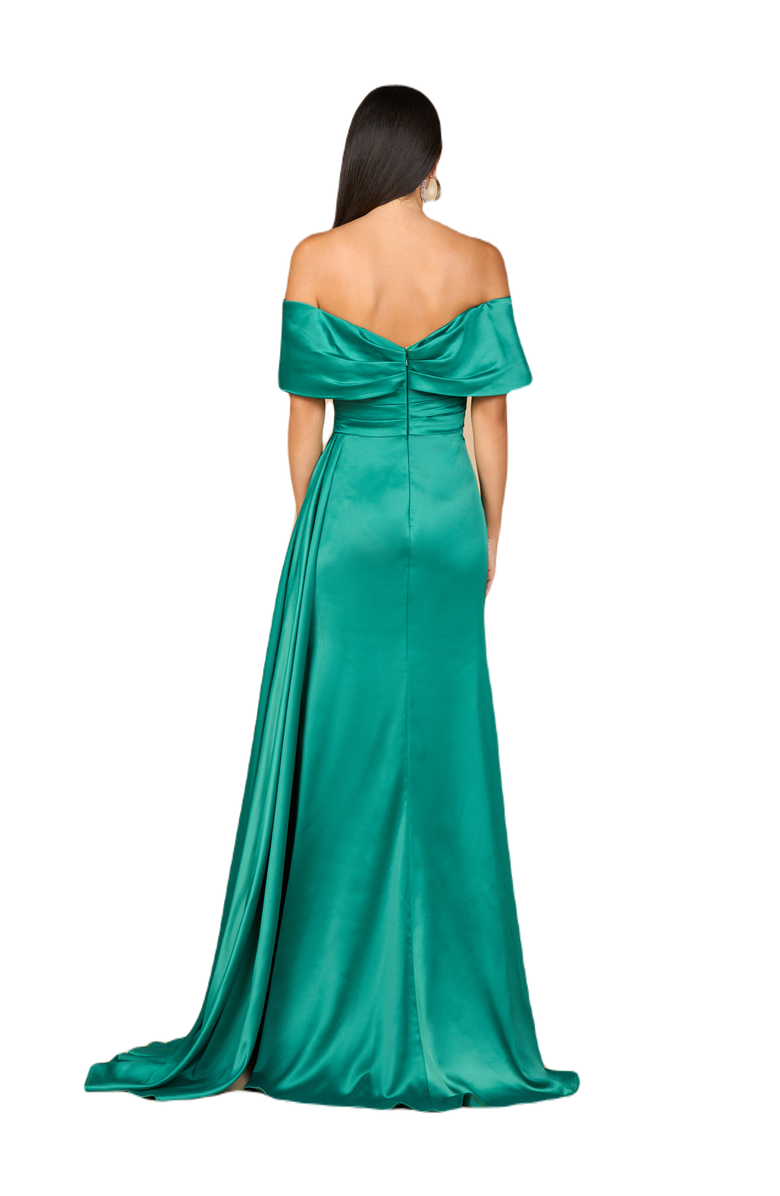 LARA New York Off Shoulder Satin Dress, Alternate, color, Green
