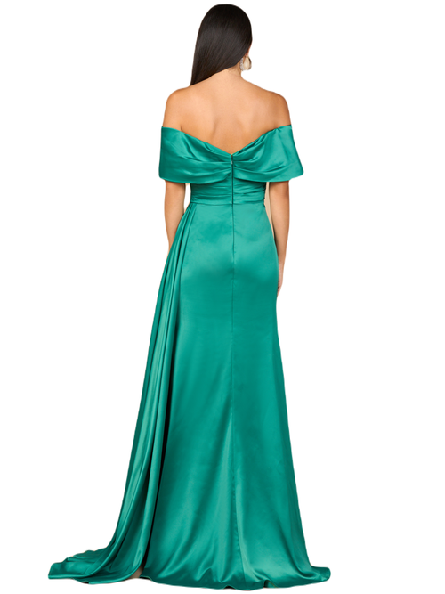 Lara New York Off Shoulder Satin Dress In Green