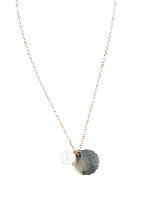 Mother-of-Pearl Round & Pearl Pendant Necklace