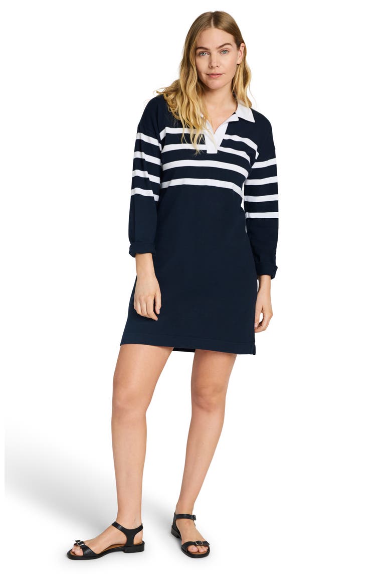 Rugby Stripe Long Sleeve Cotton Polo Dress, Alternate, color, CAPE MAY