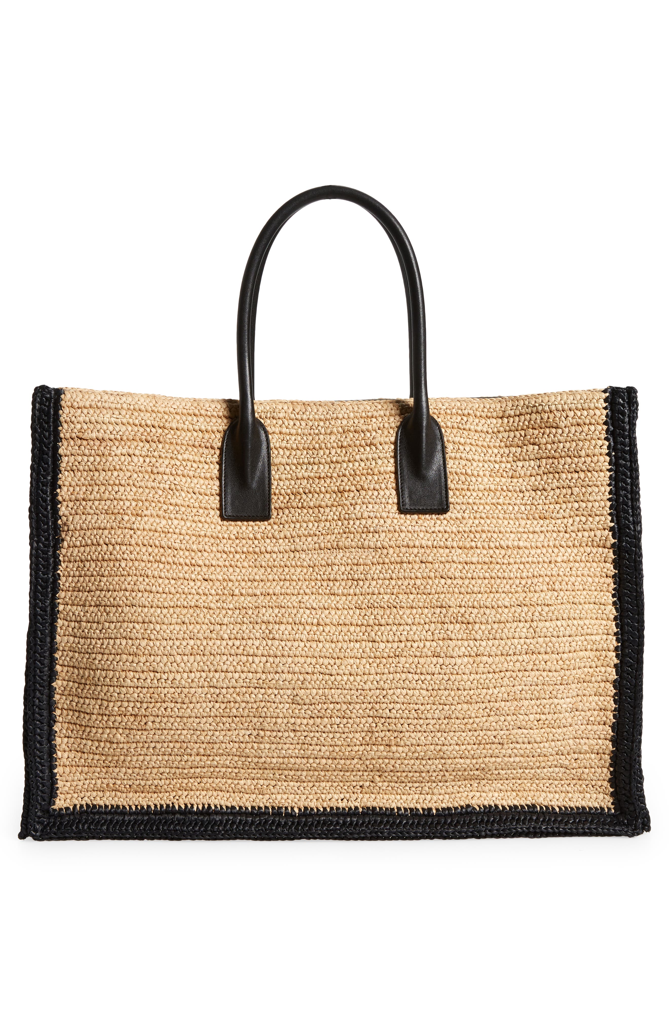 Saint Laurent Large Rive Gauche Logo Woven Tote, Alternate, color, 