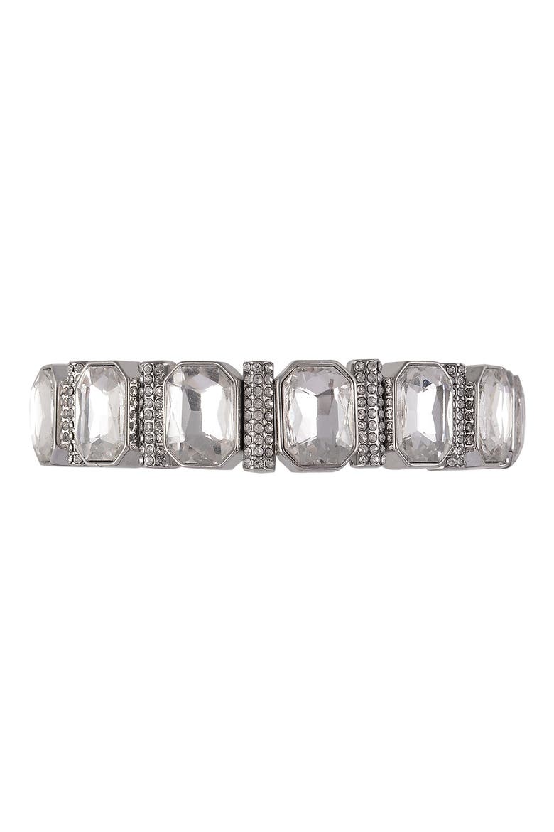 Square Crystal Stretch Bracelet, Main, color, SILVER