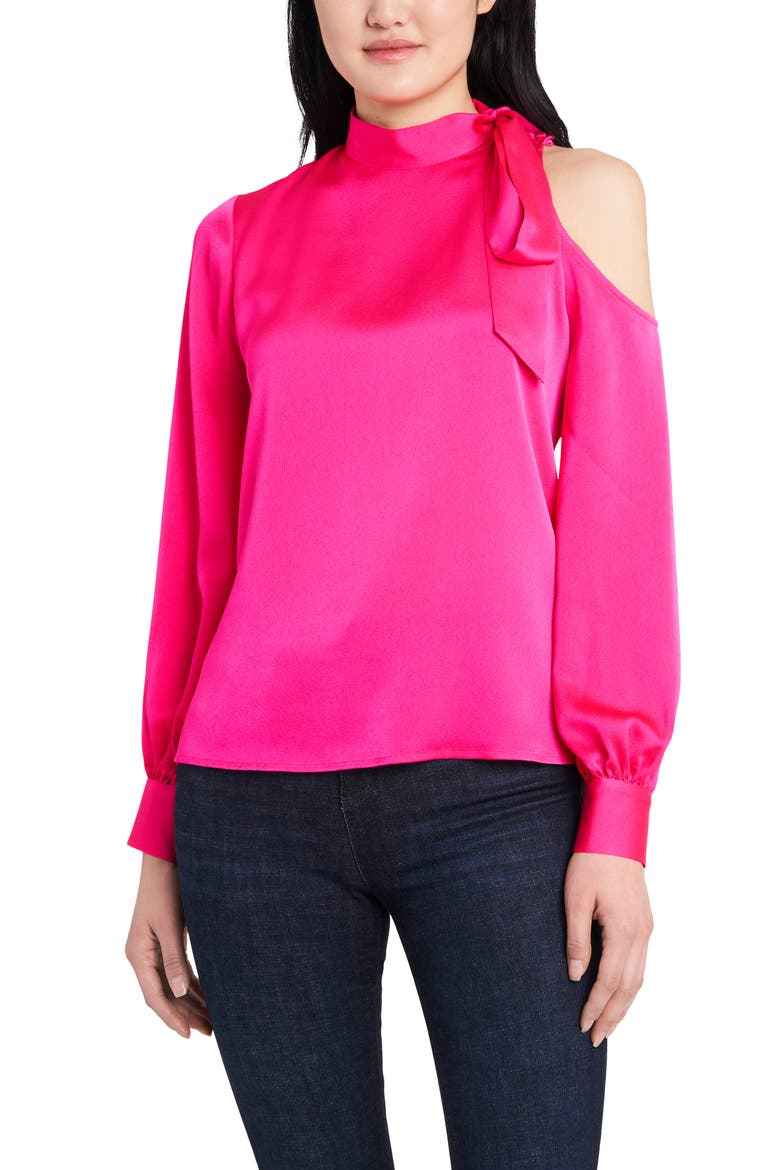 Single Cold Shoulder Tie Neck Top, Main, color, LEGACY PINK