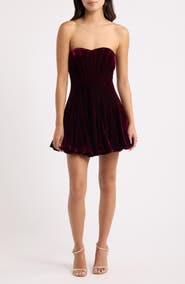 Lulus Zarae Corset Strapless Velvet Minidress