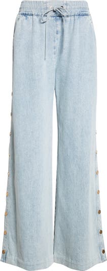 Zimmermann Rebellion Snap Detail Wide Leg Drawstring Jeans | Nordstrom