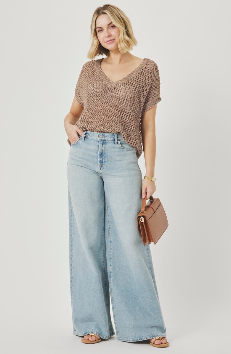 Splendid Nia Sequin Open Stitch Sweater, Alternate, color, Wicker Beige