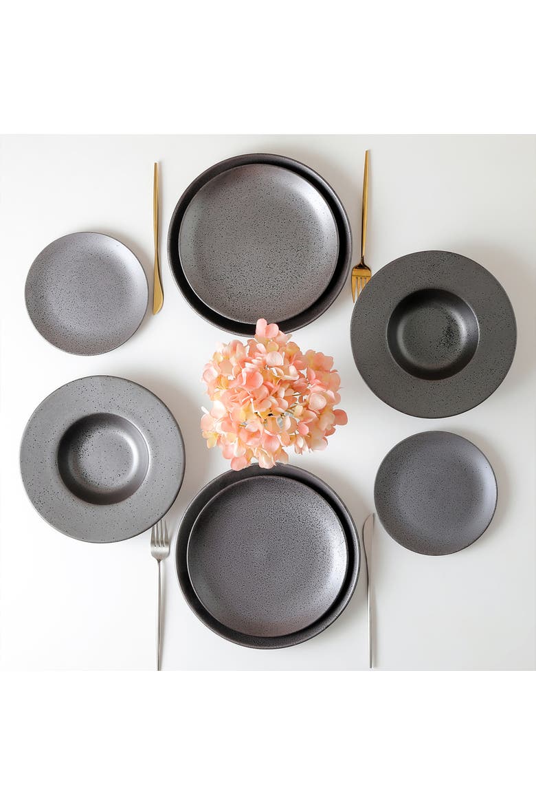Valencia Porcelain 32-Piece Dinnerware Set, Alternate, color, Metallic Grey