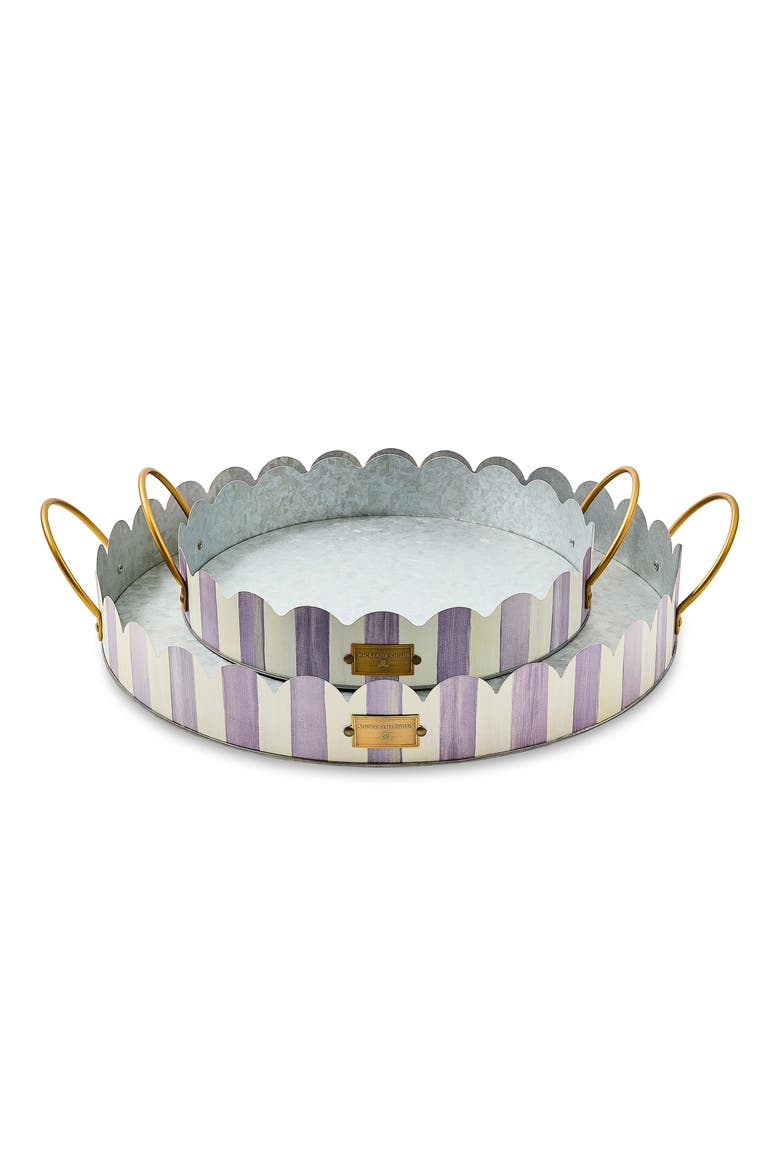 Violet Stripe Set of 2 Serving Trays, Main, color, VIOLET
