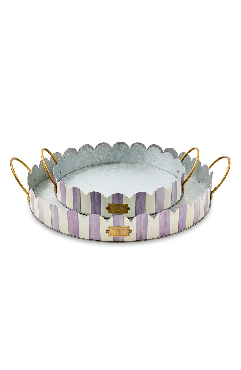 MACKENZIE CHILDS Violet Stripe Set of 2 Serving Trays, Main, color, Violet