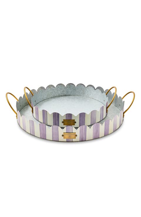 Violet Stripe Set of 2 Serving Trays