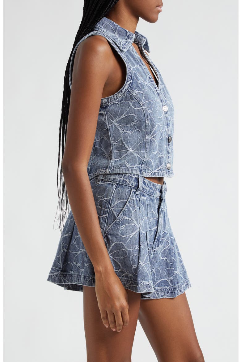 Deacon Floral Embroidery Denim Vest, Alternate, color, INDIGO EMB FLORAL DENIM