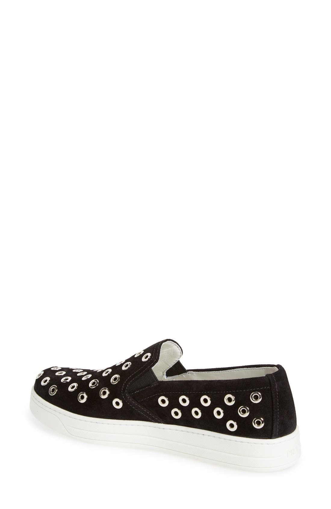 Prada Grommet Slip-On Sneaker, Alternate, color, 
