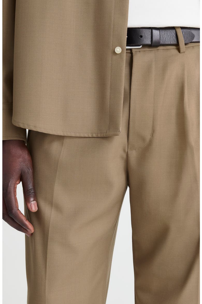Double Pleated Wool Blend Twill Pants, Alternate, color, DESERT BROWN