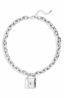 NORDSTROM RACK Chunky Chain Lock Pendant Necklace