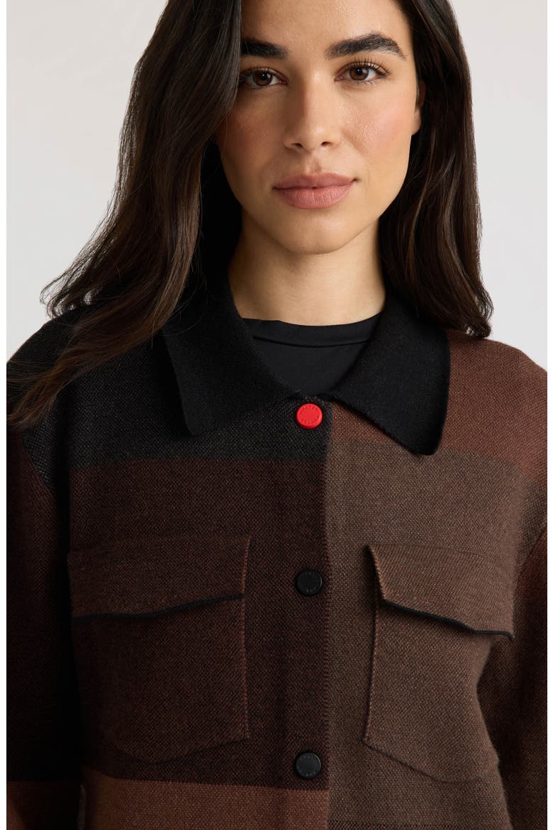 Colorblock Sweater Shacket, Alternate, color, BLACK/ BROWN COLOR BLOCK