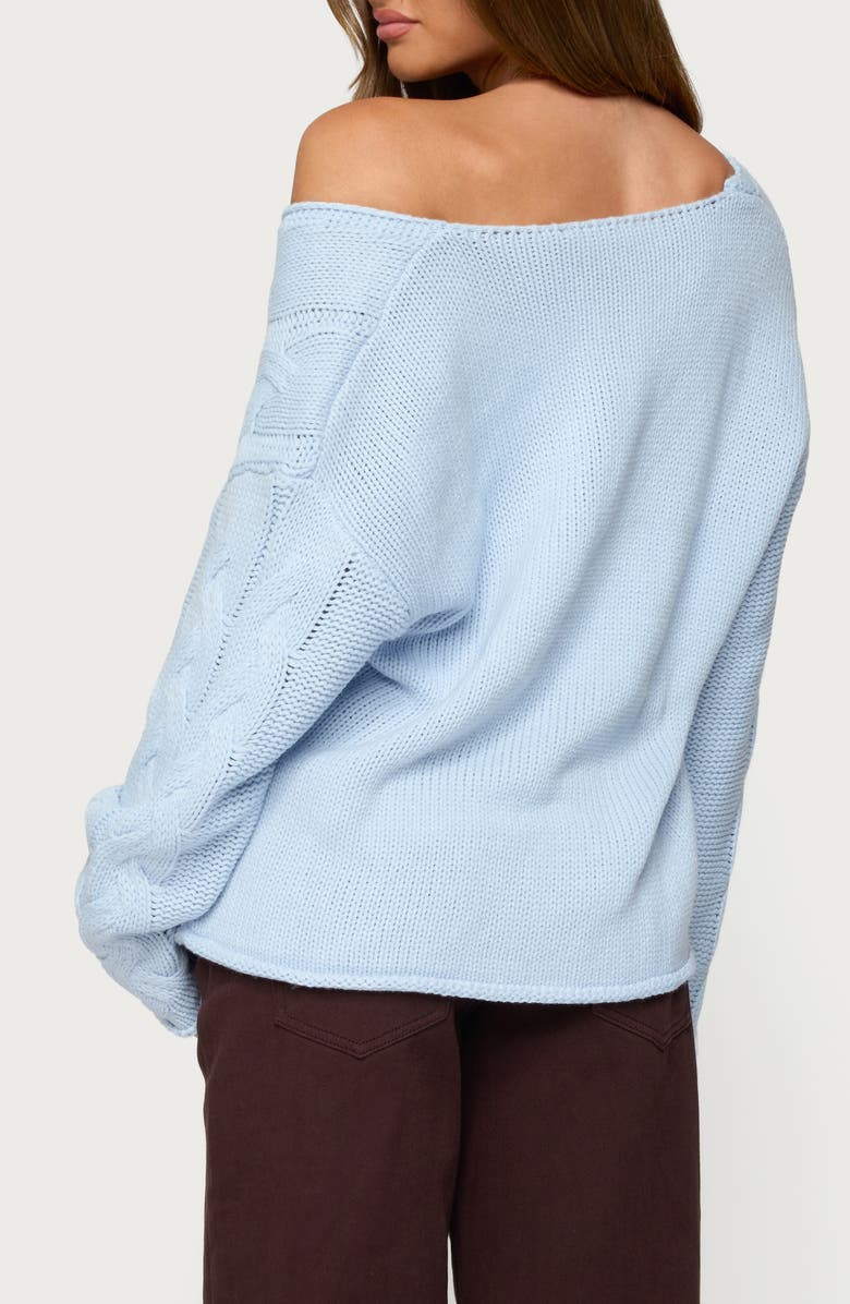 EDIKTED Inga Oversize Cable Knit Sweater, Alternate, color, Light-Blue