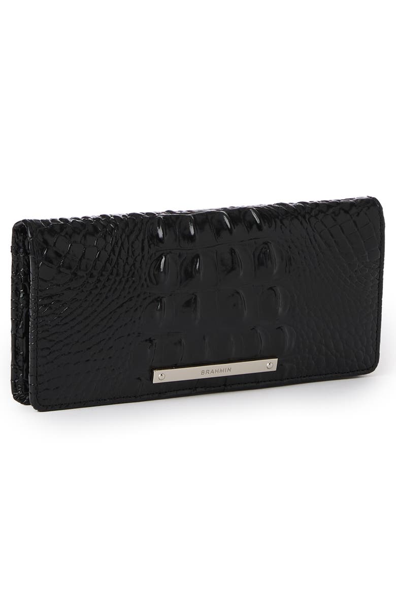 Brahmin Ady Croc Embossed Leather Bifold Wallet, Alternate, color, Black