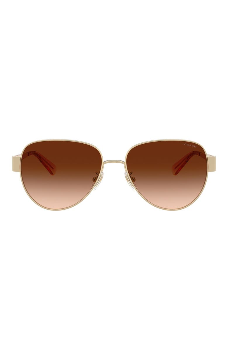 57mm Gradient Pilot Sunglasses, Main, color, LIGHT GOLD / BROWN GRADIENT