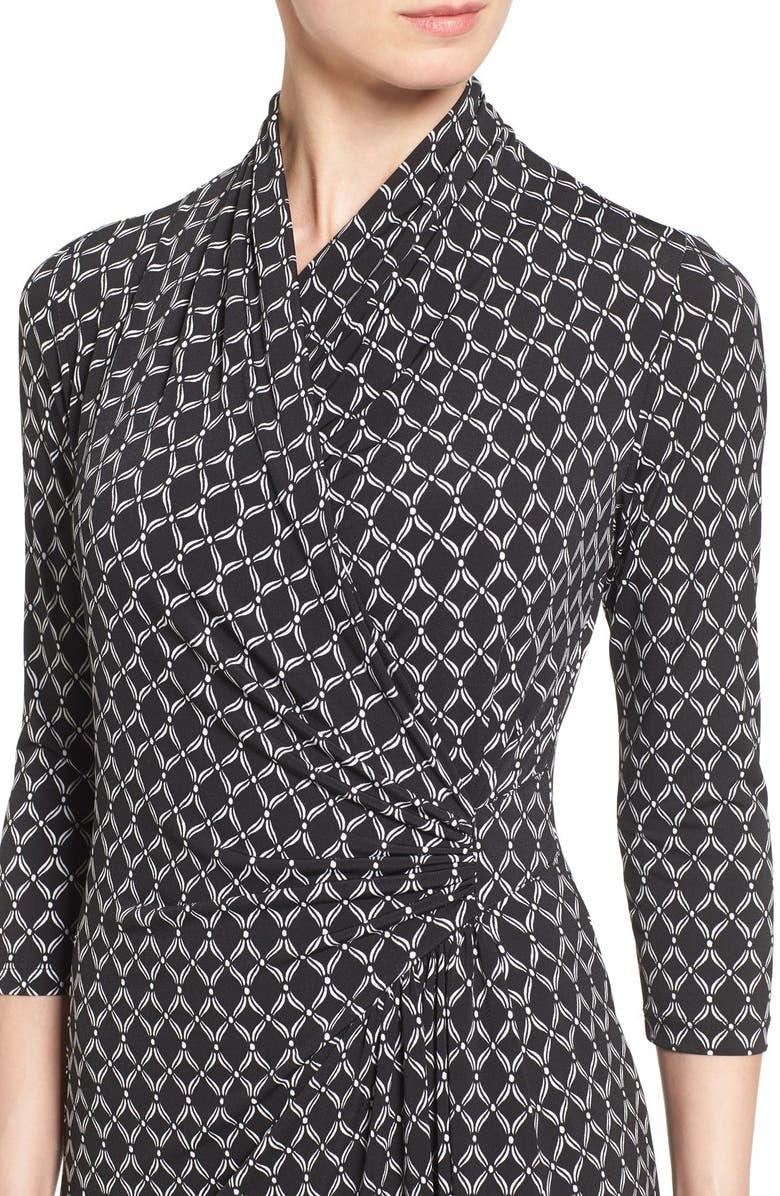 Karen Kane Print Jersey Cascade Faux Wrap Dress, Alternate, color,