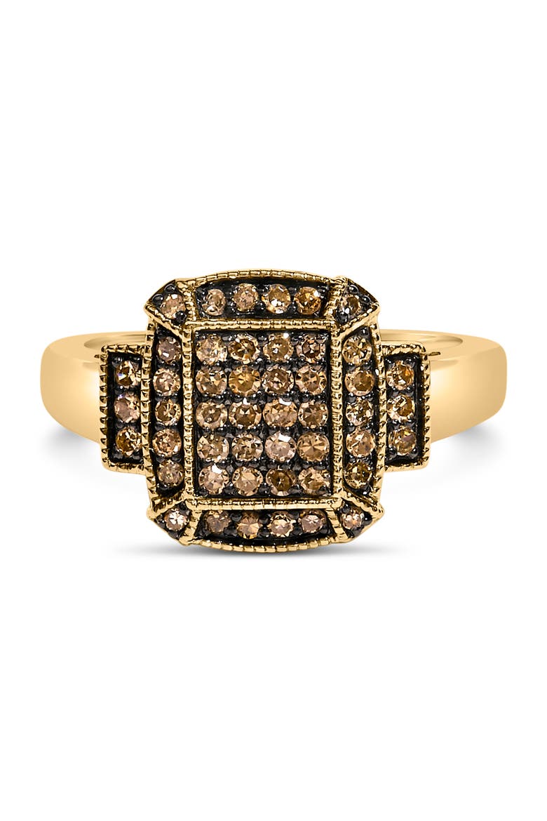10K Yellow Gold Plated Silver 1/2 Cttw Champagne Diamond Step Up Ring, Main, color, Yellow Gold over Silver