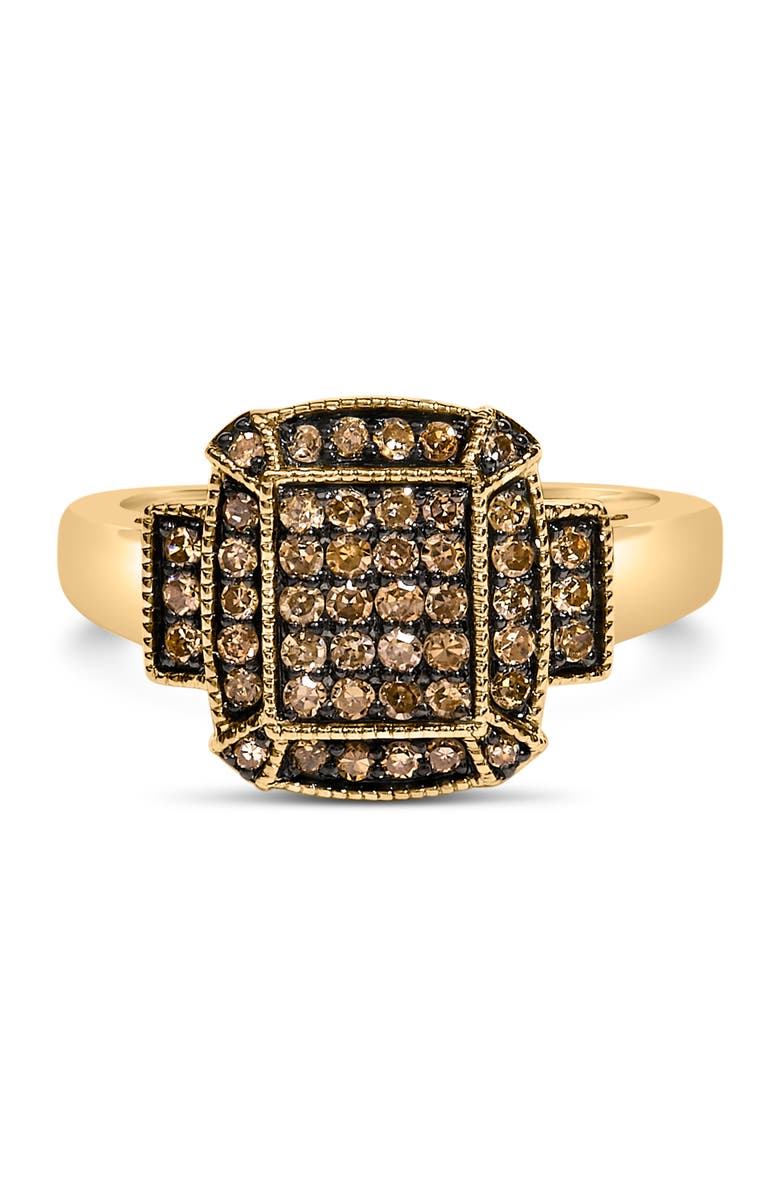 Haus of Brilliance 10K Yellow Gold Plated Silver 1/2 Cttw Champagne Diamond Step Up Ring, Main, color, Yellow Gold Over Silver