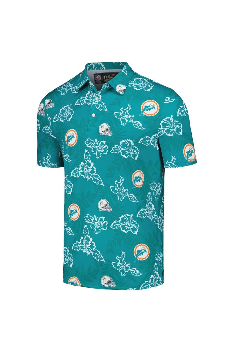 Men's Reyn Spooner Aqua Miami Dolphins Throwback Pua Performance Polo, Alternate, color, Aqua
