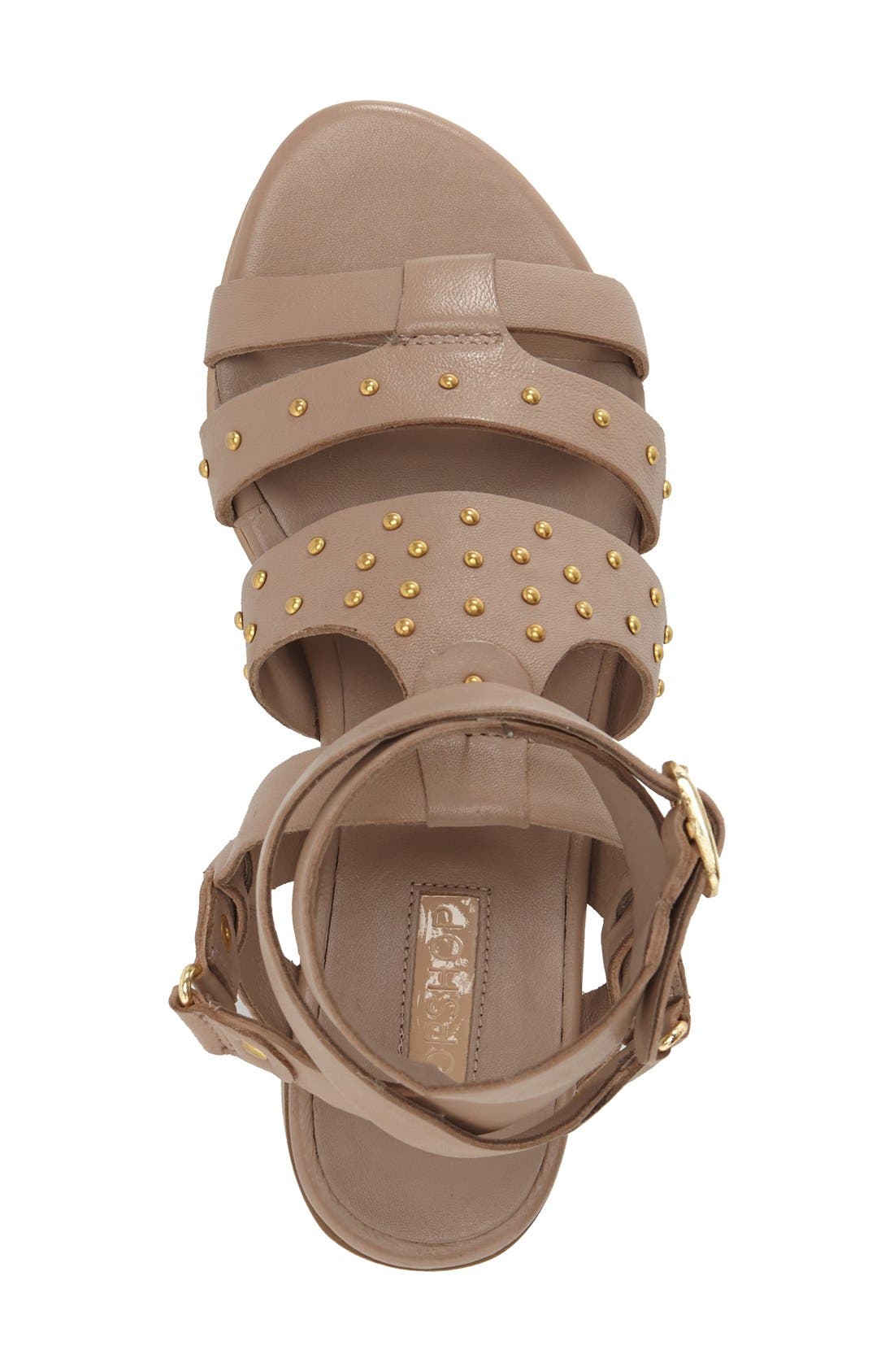 Topshop 'Flame' Stud Wraparound Ankle Strap Sandal, Alternate, color, 