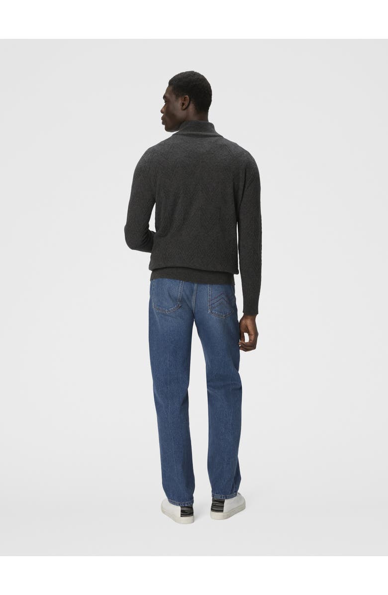 Missoni Half-zip Sweater With Tone-on-tone Zigzag Pattern, Alternate, color, Grey