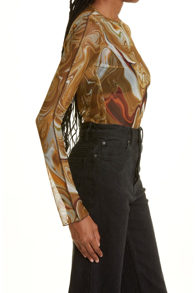 Gold Marble Mesh Top, Alternate, color, PRINT