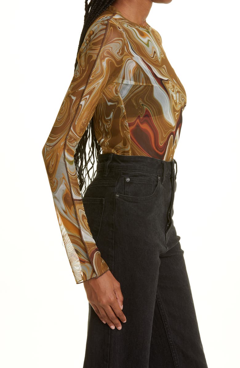 Bec + Bridge Gold Marble Mesh Top, Alternate, color,