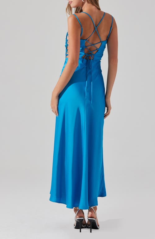 Astr The Label Antila Lace-up Back Maxi Dress In Blue