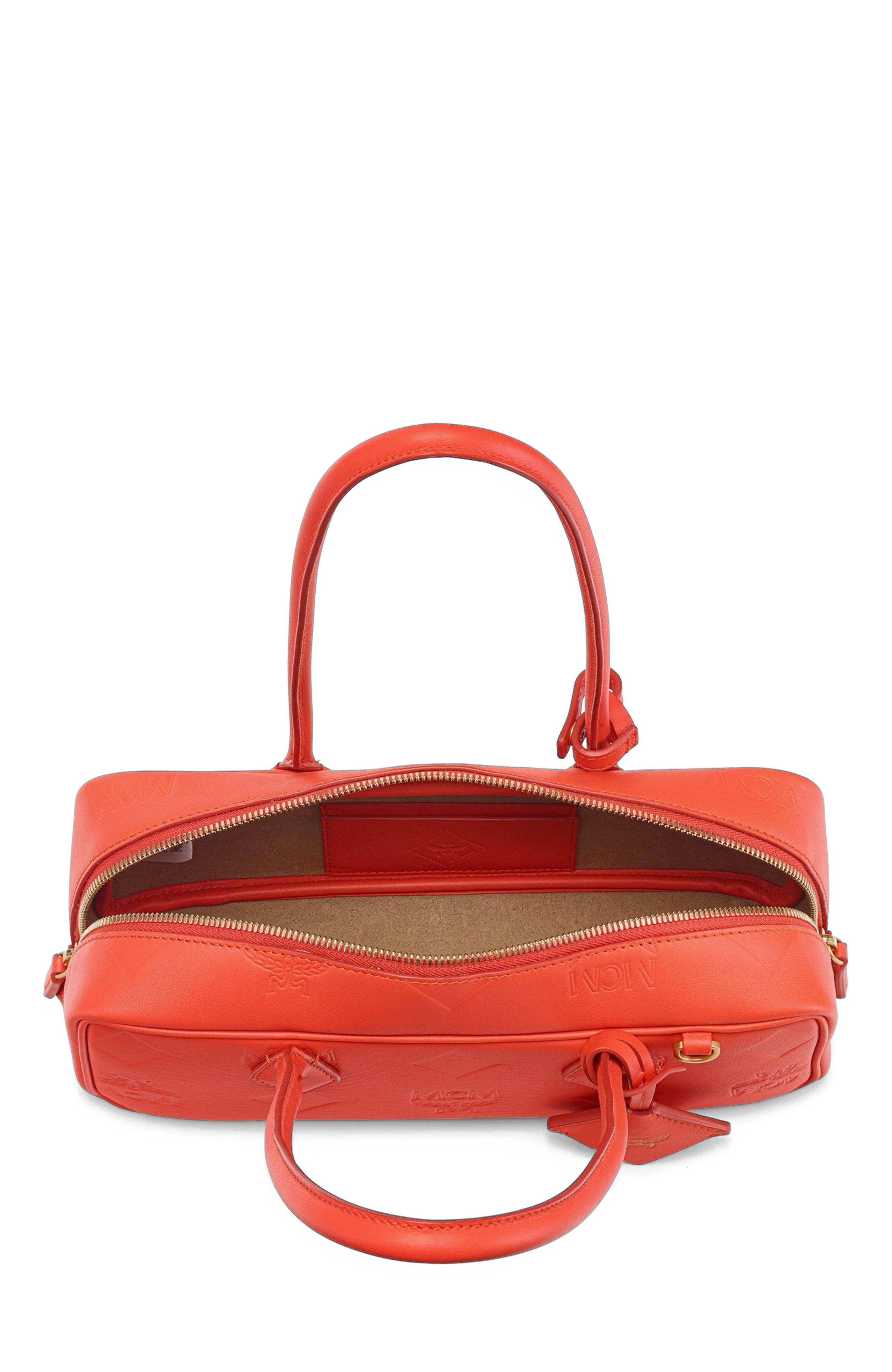 MCM Aren Shoulder Bag in Maxi Monogram Leather, Alternate, color, Orange
