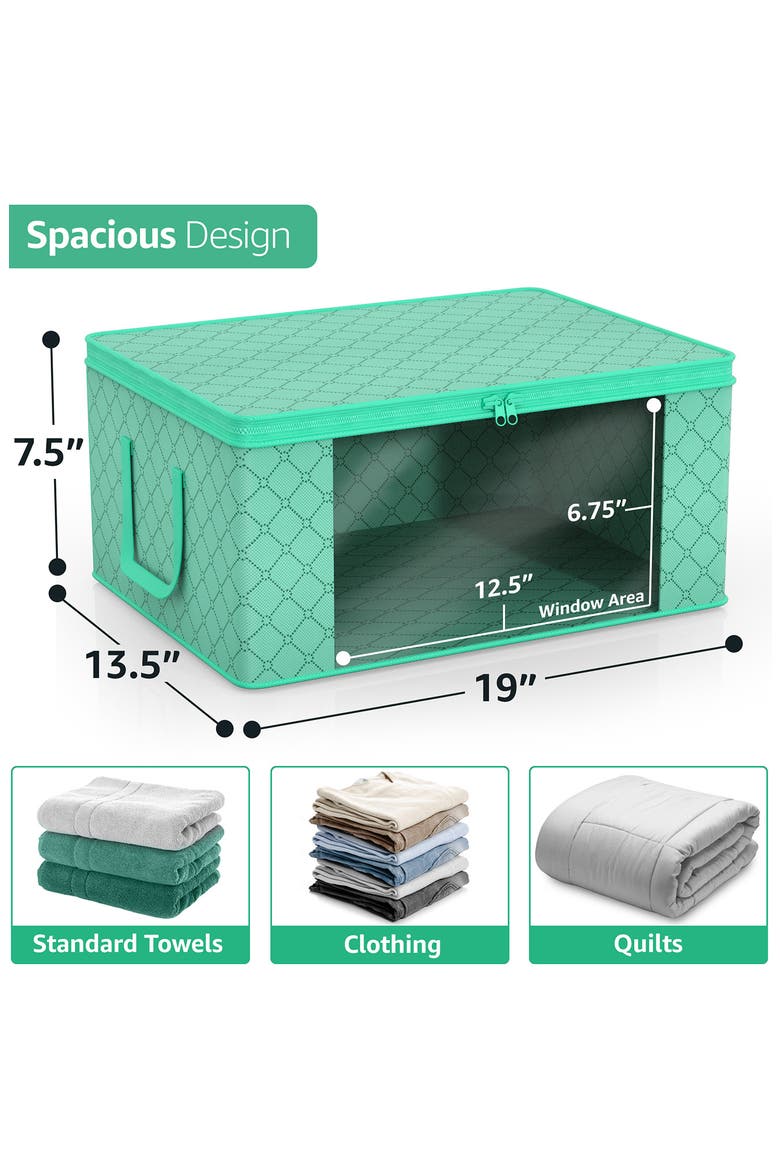6-Pack Collapsible Zip Storage Bins, Alternate, color, TEAL