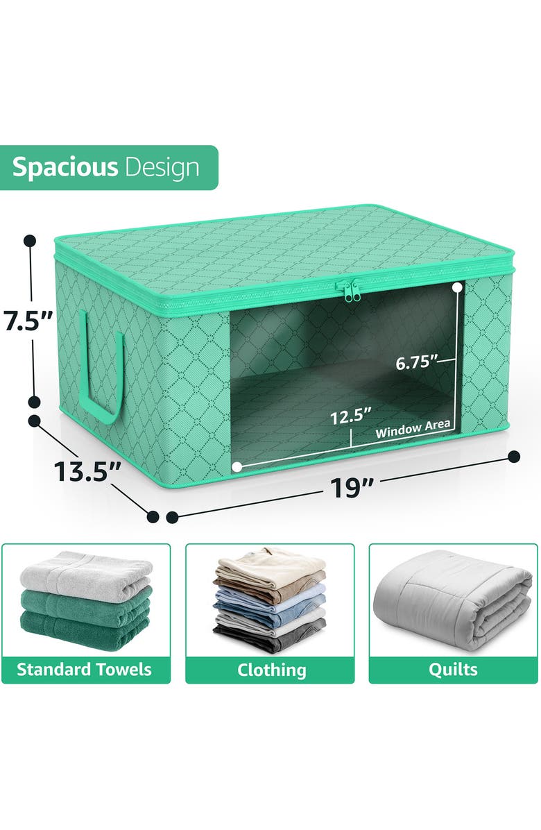 SORBUS 6-Pack Collapsible Zip Storage Bins, Alternate, color, Teal