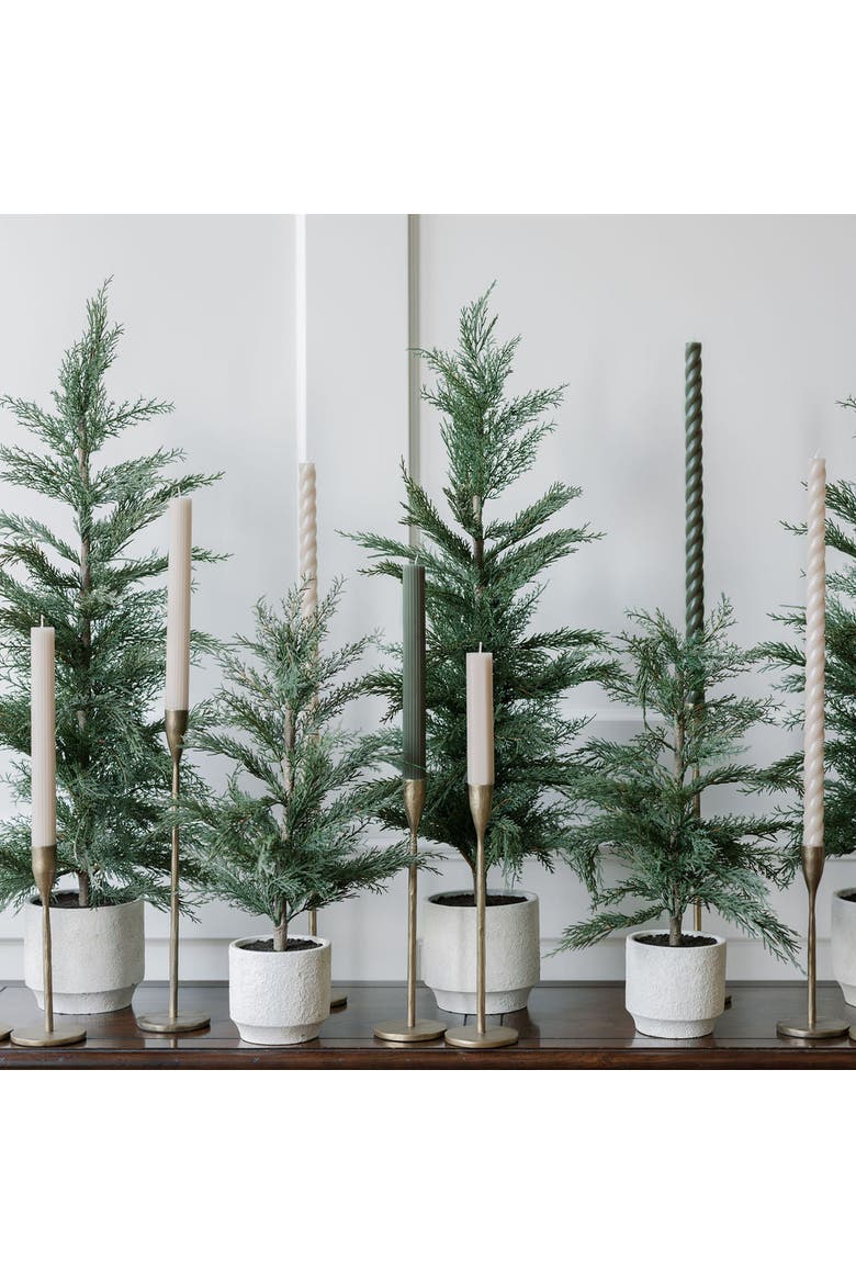 24" Artificial Evergreen Cedar Tree Set, Alternate, color, Crème