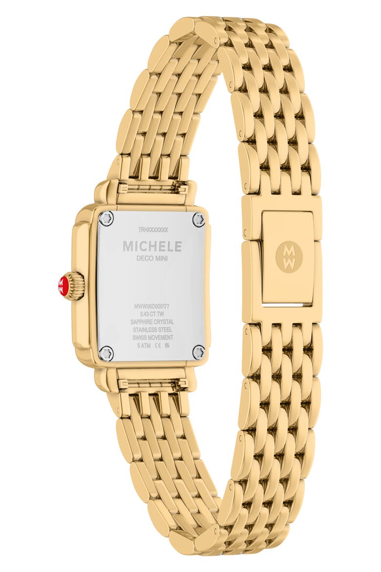 Mini Deco Madison Two-Tone 18K Gold Plate Diamond Bracelet Watch, 23mm x 24mm, Alternate, color, GOLD