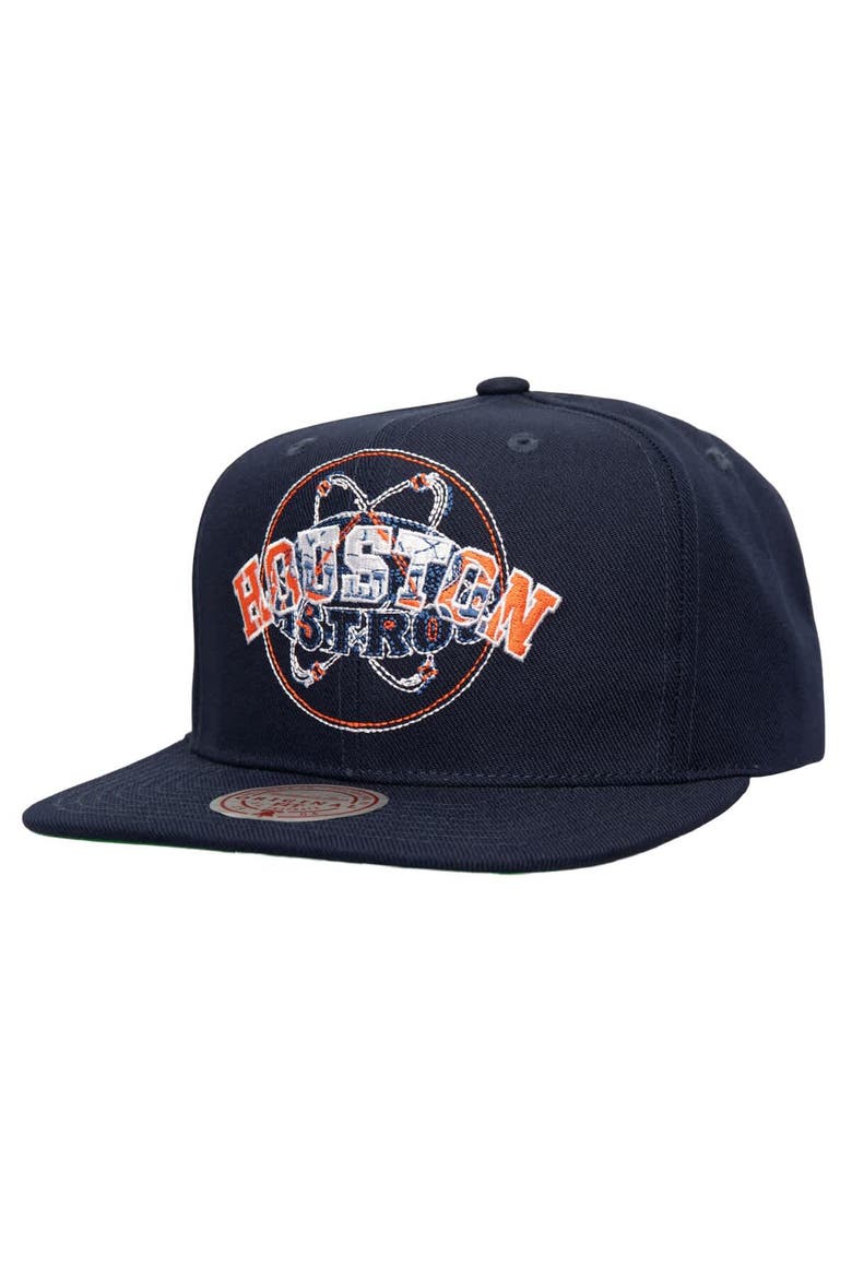 Men's Mitchell & Ness Navy Houston Astros Double Up Snapback Hat, Main, color, Navy