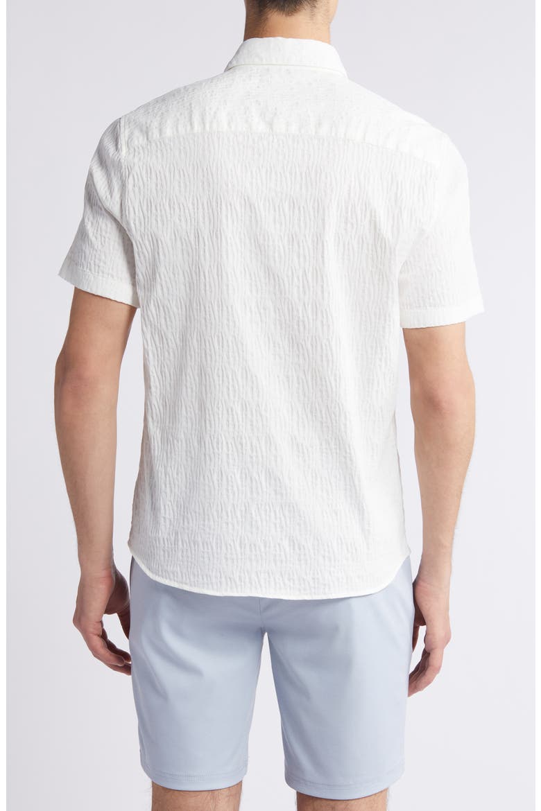 Calyx Cotton Blend Jacquard Short Sleeve Button-Up Shirt, Alternate, color, WHITE