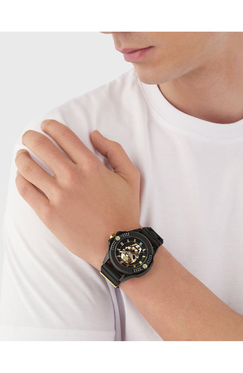 PHILIPP PLEIN The $kull Silicone Strap Watch, 44mm, Alternate, color, 